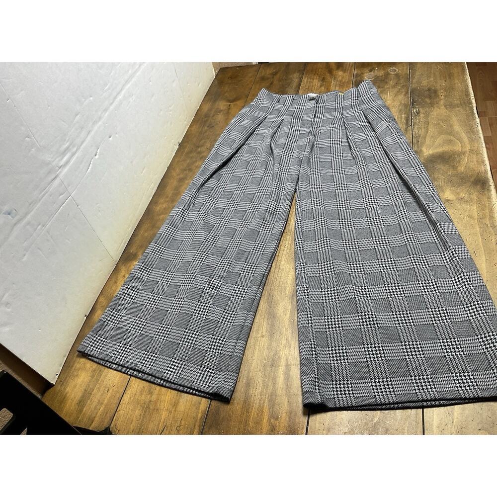 ANTHROPOLOGIE MAEVE The Avery Pleated Wide Leg Plaid Trousers Sz 10 Pants